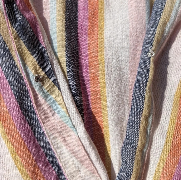 Just Living Linen Cotton Blend Colourful  Stripe Short Romper Woman's Large Boho - Picture 8 of 8